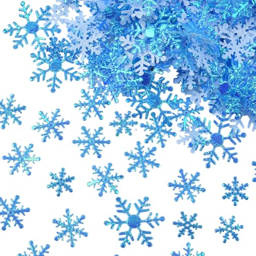 Coriandoli di plastica:i coriandoli a forma di fiocco di neve sono fatti di plastica, leggero, non facile da strappare, vivido e colorato, non facile da svanire, può essere riutilizzato