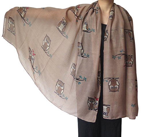 Lina & Lily Owl Print Women's Scarf Shawl Wrap Lightweight3