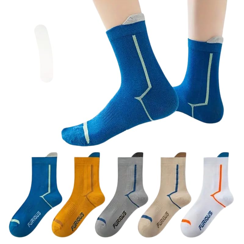 Premium Crew Length Cotton Socks, Cushioned Heel & Toe, Breathable, Anti-Slip Fit Sports,pack of 5.-image-14