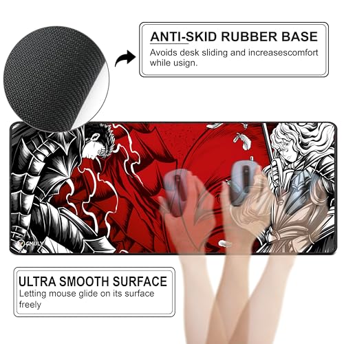 Image of Anime Mouse Pad 12x32 Inch 3mm Extended Gaming Desk Mat with Anti-Slip Rubber Base Mousepad for Smooth Surface Desk pad for PC & Laptop Use Waterproof & Stiched (Multicolour) Deskpad