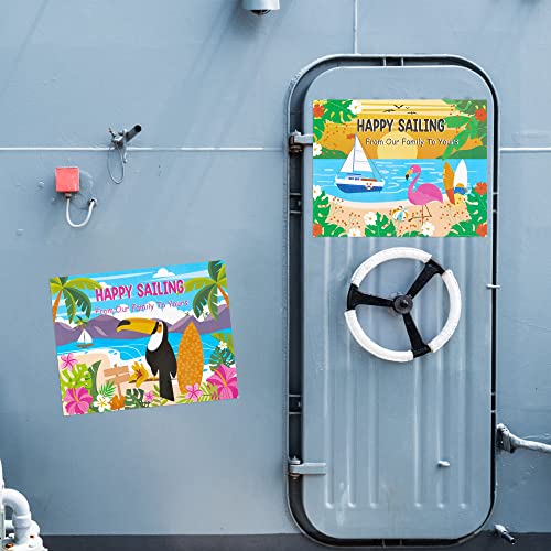 Japbor 2Pcs Large Summer Beach Cruise Door Magnets Decorations Magnetic, Hawaii Refrigerator Car Cabin Ship Magnet Decor, Tropical Ocean Vacation Magnetic Decals Fridge Sticker For Home Kitchen #TOP4