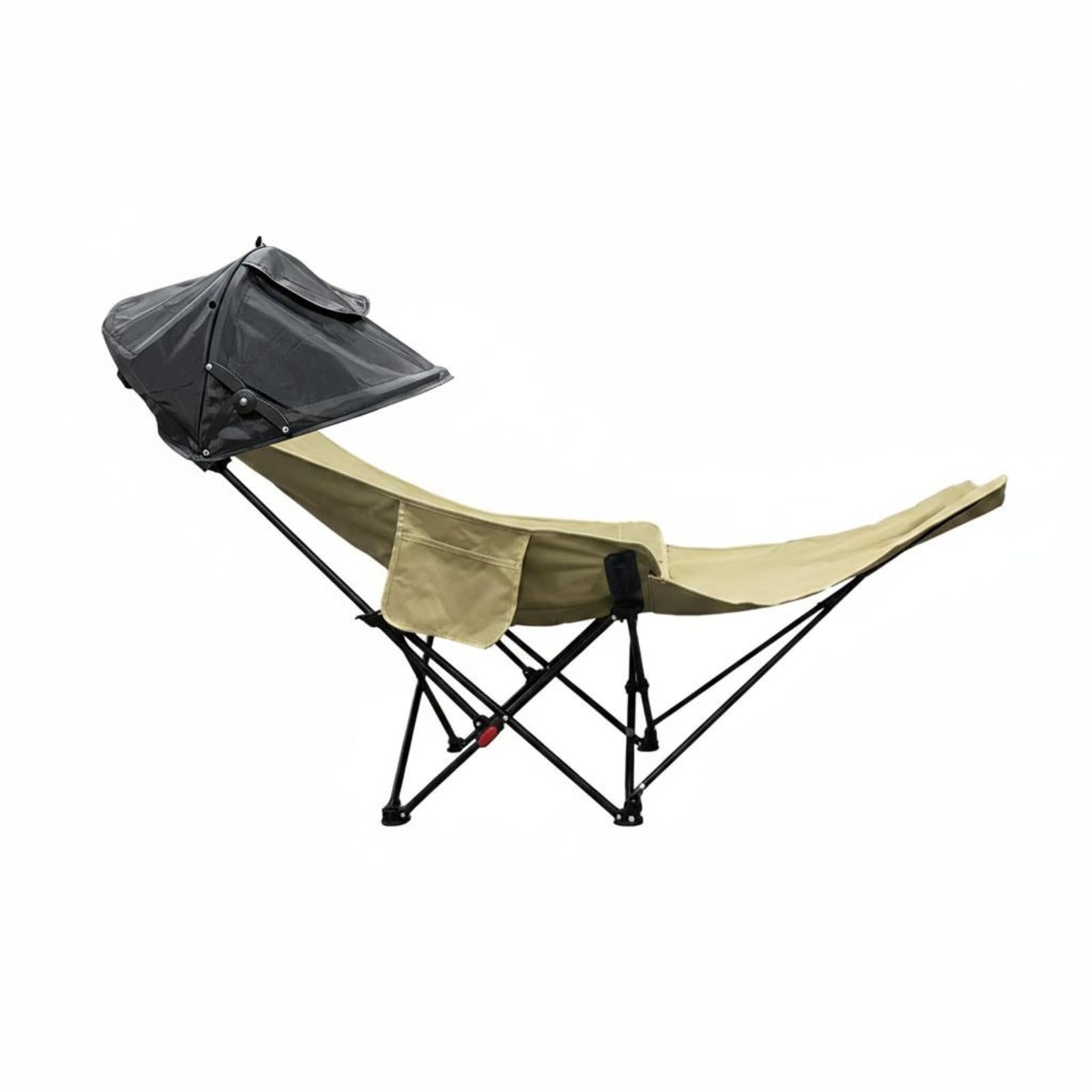 Silla de Pesca con Toldo 2 en 1 Sillón Reclinable Portátil Ergonómica para Siesta, Aire Libre, Caqui