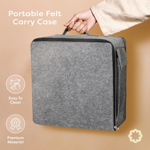 Image of Unordinary Granny Crochet Blocking Board Set - 9 Extra Thick Interlocking Mats with Grid, 150 T-Pins, Felt Storage Bag and Cotton Pouch (Soft White)