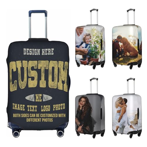 Personalized Custom Luggage Cover 25-28 in Customized Travel Suitcase Protector Add Your Photo Text Design Elastic Washable Luggage Covers Gift for Men Women Boy Girl