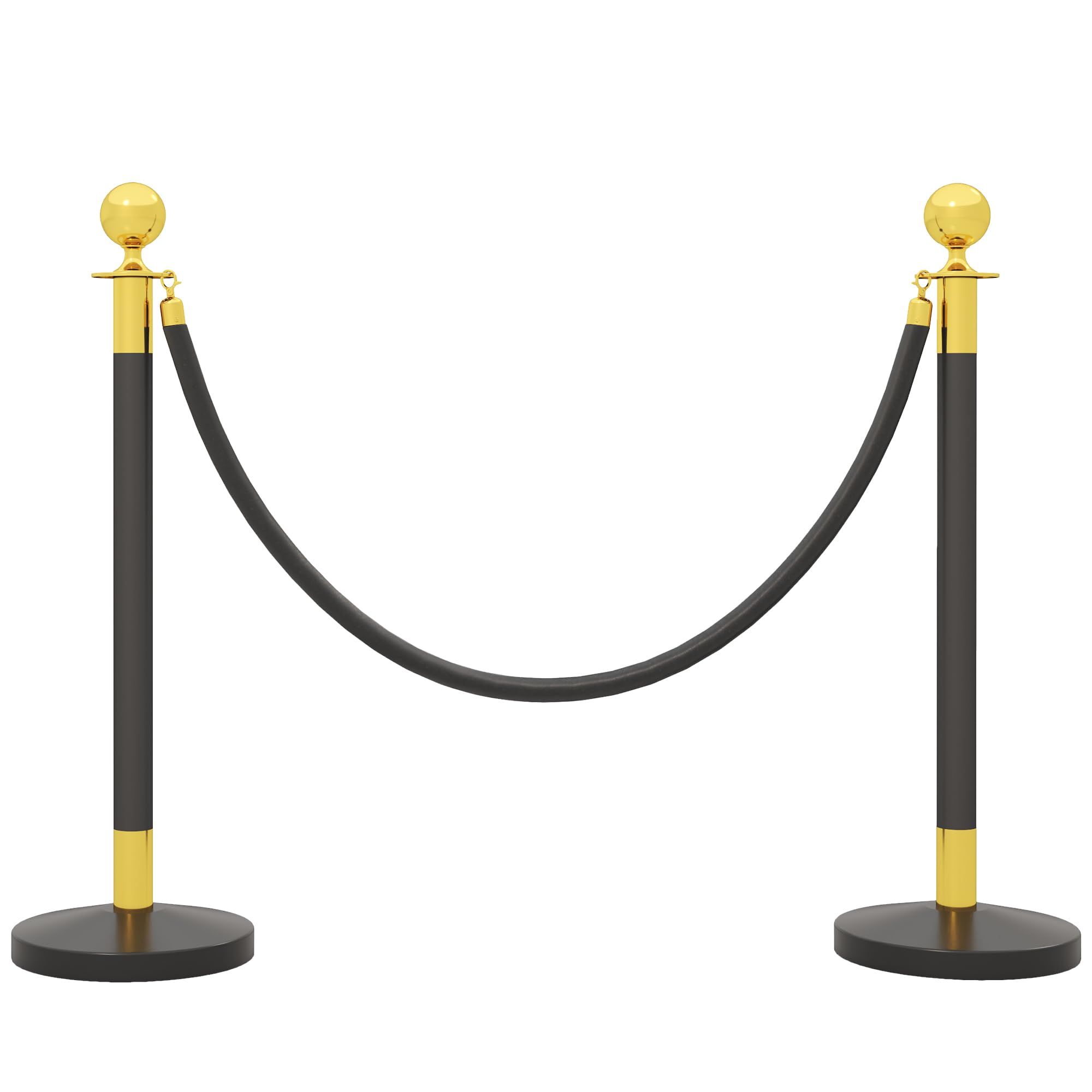 HOMCOM Colonnine Segnapercorso con Corda Vellutata di 1.5 m e Base Riempibile, Paletti Delimitazione Transenna Eliminacode in Acciaio Inox, per Hotel e Ristorante, Ø32x96 cm, Nero