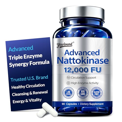 Ultimate Nattokinase 12 000FU Serrapeptase 360 000 SPU Lumbrokinase 10 000 FUV Triple Enzyme Supplement - Nattokinase Supplement for Cardiovascular and Circulatory Support Gluten Free 90 Capsules