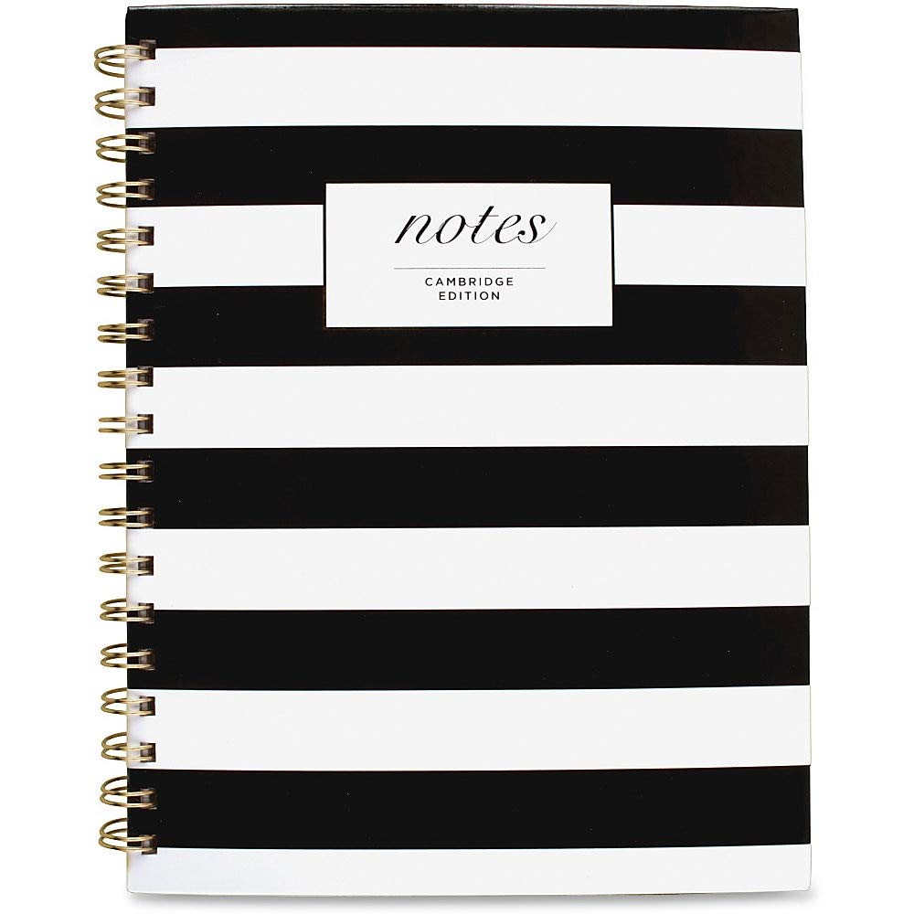 Cambridge Business Notebook, Hardcover, 80 Sheets, 9-1/2 x 7", Fashion, Black/White Stripe (59012)