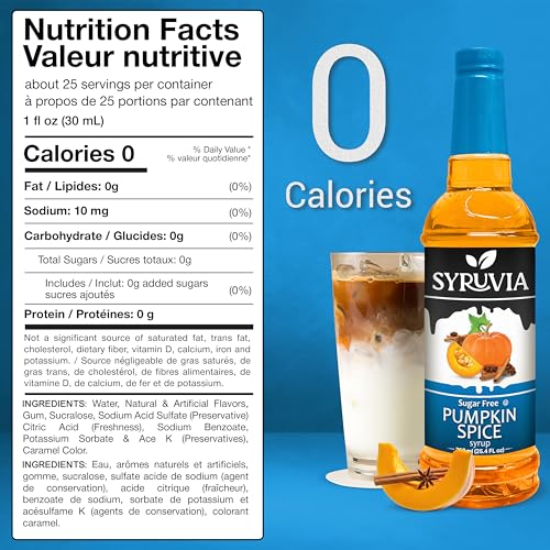 Syruvia Sugar Free Pumpkin Spice Syrup, 25.4 fl oz