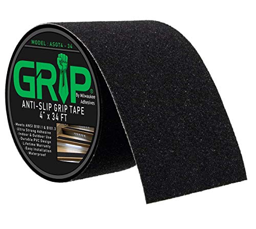 Anti Slip High Traction Grip Tape for Stairs, Steps, Indoor, Outdoor - Black (4