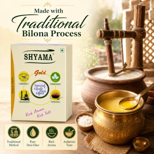 Image of SHYAMA GHEE Desi Buffalo Ghee 1 Litre | Traditional Method Buffalo Ghee | Pure and Natural Nutritious Ghee with Rich Aroma (Pack of 1, 1 Litre)