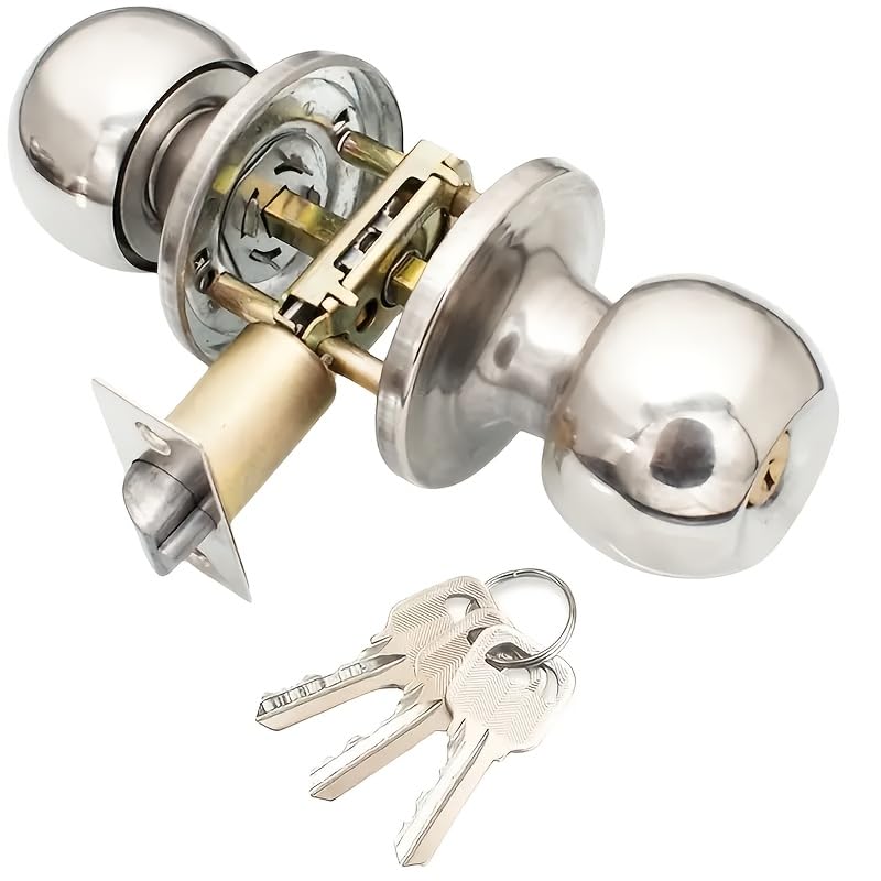 Ontap Premium Stainless Steel Cylindrical Latch Tubular Door Lock – Classic Design with Keys for Main Door Lock 3