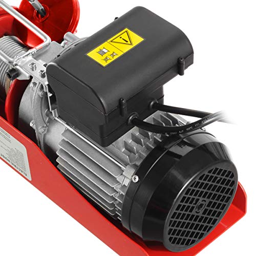 Partsam 1100 lbs Lift Electric Hoist Crane Remote Control Power System, Zinc-Plated Steel Wire Overhead Crane Garage Ceiling Pulley Winch w/Premium Straps (w/Emergency Stop Switch)