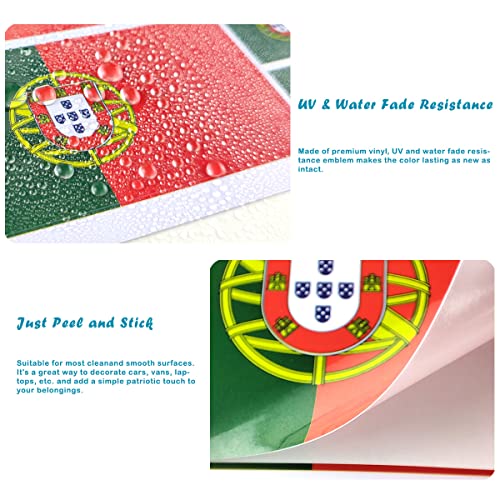 Image of QQSD Portugal Flag Sticker Portuguese Decal in Multiple Sizes, 3 Pack, 11.7 x 8.3 Inches