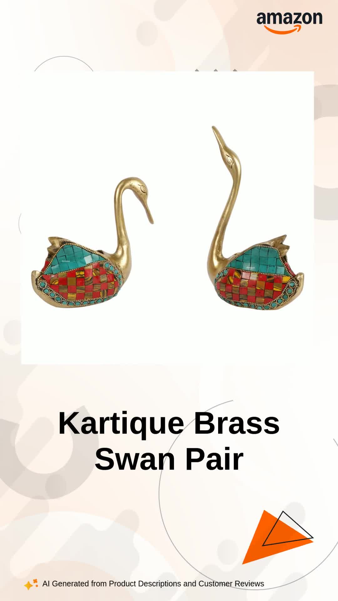 Kartique Brass Swan Pair Statue Vastu Decorative Home Interior