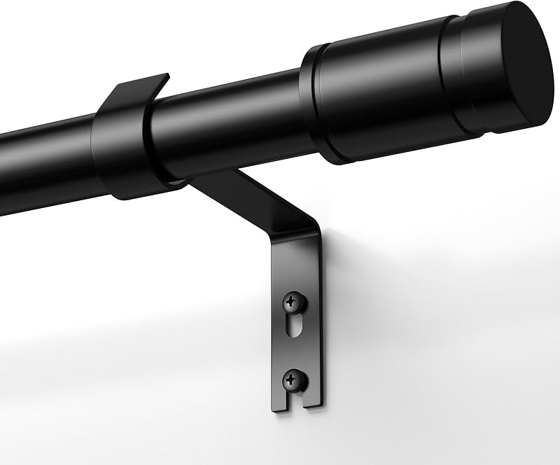 TRAROD Fekete Függönyrúd 76-228 cm Állítható Függönykarnis 16 mm Átmérő Tartóval