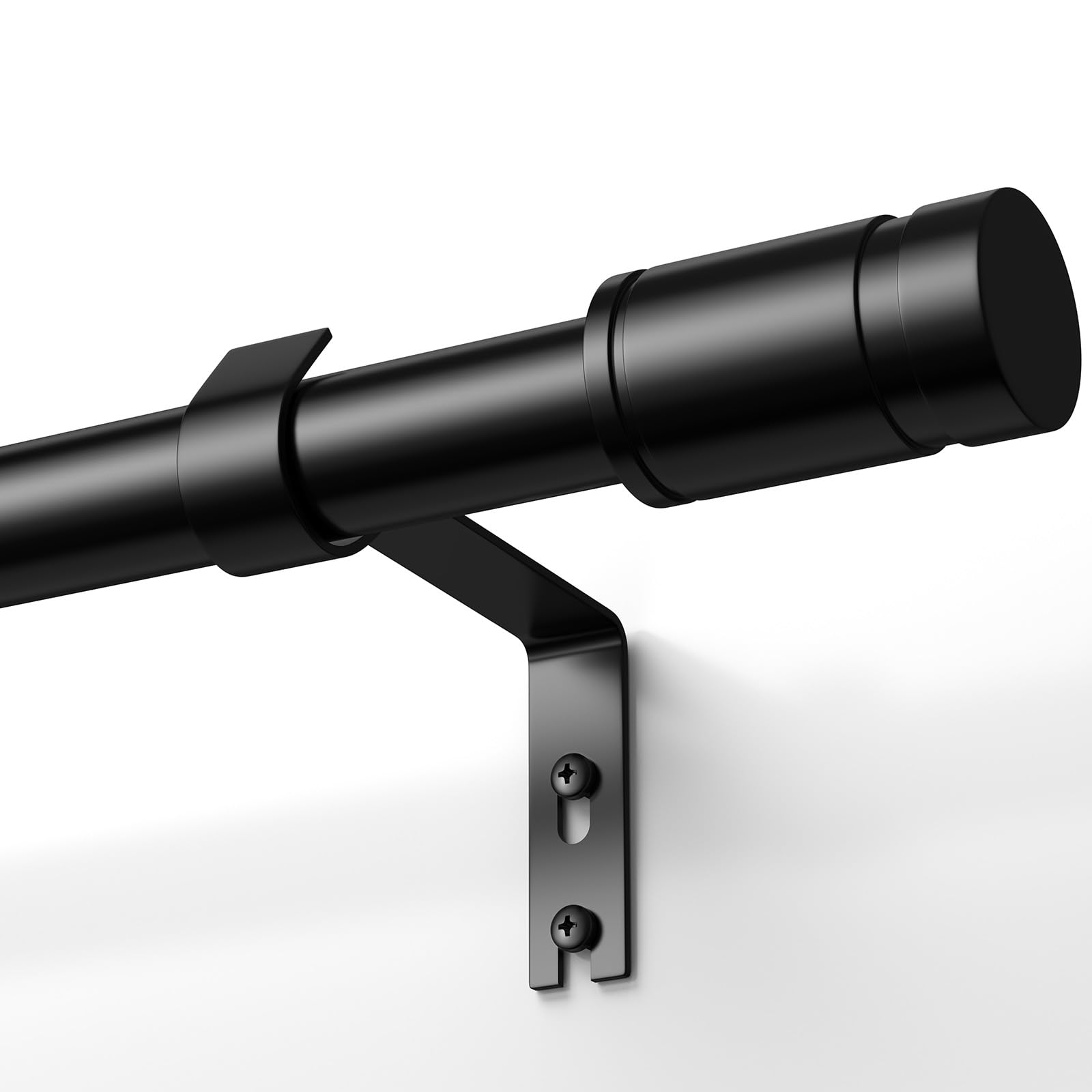 TRAROD Gardinenstange Schwarz Matt 76-305 cm | 16 mm Durchmesser Vorhangstange Verstellbare | Vorhangstange mit Halterungen und Enden für Schlafzimmer, Wohnzimmer, Küche Dekoration