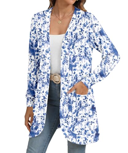 Image of YSYOKOW Cardigan Sweaters for Women Long Sleeve Open Front with Pockets | Long Cardigans for Women Lightweight Soft Casual Dressy Loose Fit Cardigan Sweater with Pockets for Work and Office