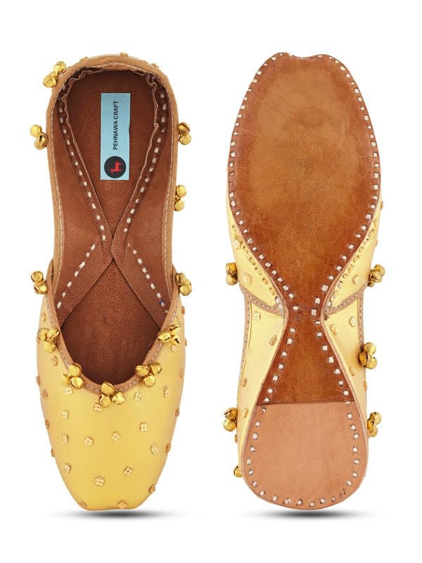 pehnawacraft Gold Ghungroo Punjabi Jutti for Women | Mojari for Ladies | Bridal Juti-picture-20