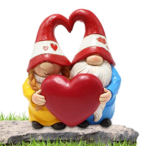 BONOCO Couple GNOME Gnomes Couple Amoureux Sculpture |Le Nain de Jardin extérieur ornemente des Statues de résine for Le Porche de Maison de pelouse de Jardin de Patio de Jardin