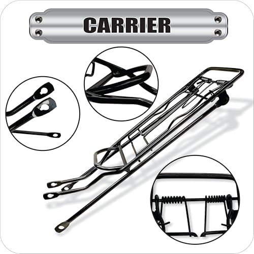 Image of De Venta High Strength Bicycle Carrier Rack for 26-Inch Bikes | Iron Rear Rack with 45kg Load Capacity | Weather-Resistant Black Finish | Fits Ranger, BMX & Mountain Bikes | Easy Installation.
