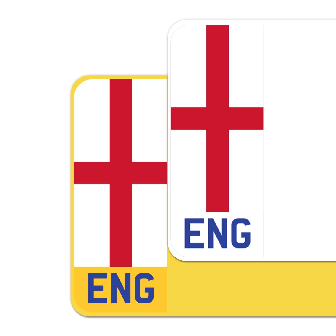 St. George's Cross Flag Car Number Plate Decorative Vinyl Stickers – Premium Bubble-Free Adhesive Decals – ENG Set of 2 (F&R) – Weatherproof, Easy Application – Made in UK (ENG, Neutral)