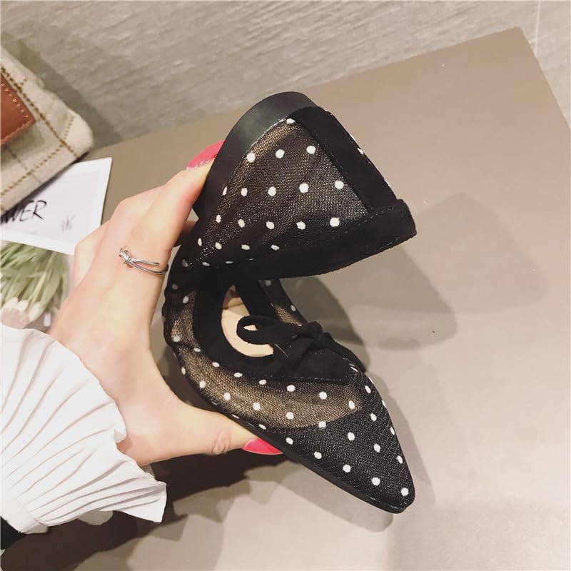 Flats Shoes Women Comfortable Bowknot Lace Breathable Mesh Pointy Toe Ballet Flats for Women 5