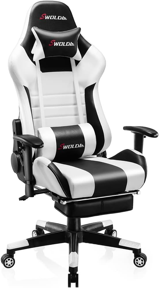 新品ゲーミングチェア デスクチェア パソコンチェア オットマン付き ホワイト Amazon.co.jp: ゲーミングチェア オットマン付き ゲーム用チェア