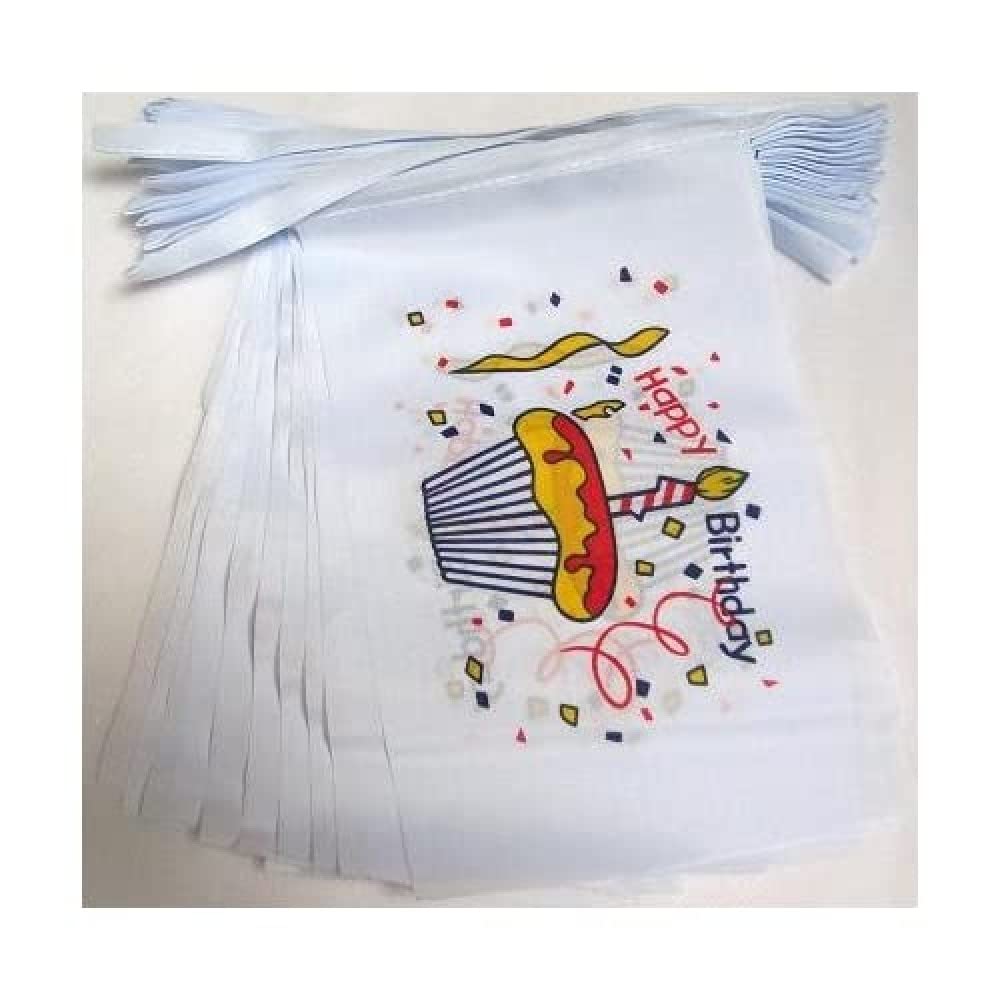 AZ FLAG Happy Birthday Cake Bunting 20 ft 20 flags Light Polyester