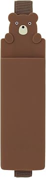 LIHIT LAB PuniLabo, Book Band with Pen Case Holder, 2.1" A 0.8", Bear A7720-1