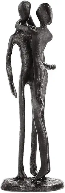 Cast Iron Couple Sculpture - Romantic Metal Figurine for Anniversary Gifts