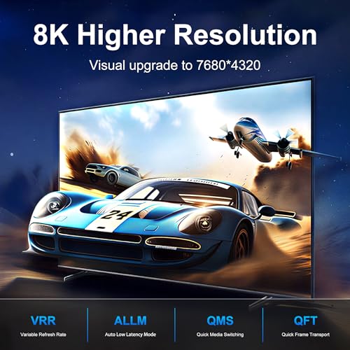 LINKJUN Fiber Optic HDMI 2.1 Cable 10ft, 8K Long Active HDMI Cable, High Speed Fiber HDMI Cord 8K@60Hz 4K@120Hz, Dynamic HDR, eARC, HDCP 2.2&2.3, 3D, for HDTV Monitor Game Laptop Home Theatre - image 4