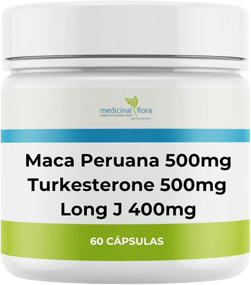 Maca Peruana 500mg + Turkesterone 500mg + Long J - 60 Doses