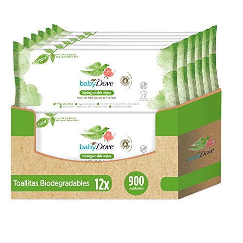 Baby Dove Toallitas húmedas para bebé, biodegradables 75 uds - Pack de 12