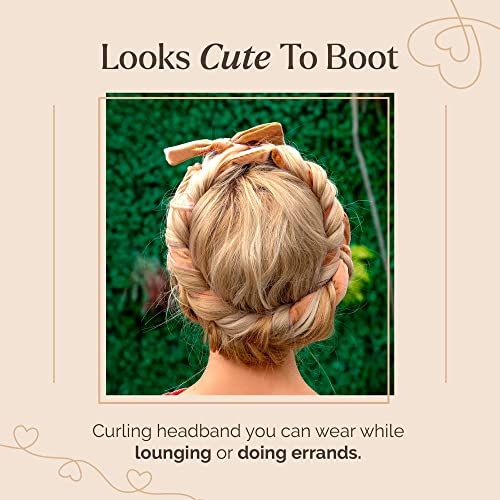 BHDgoods - No Heat Overnight Curlers, Heatless Curling Set, Heatless Curling Velour Headband, Non Heated Curlers Rod Ribbon Lazy Hair Curler Wrap Kit for Long Hair & Airless Spritz Bottle, 5 Piece Set (Caramel) - Image 5