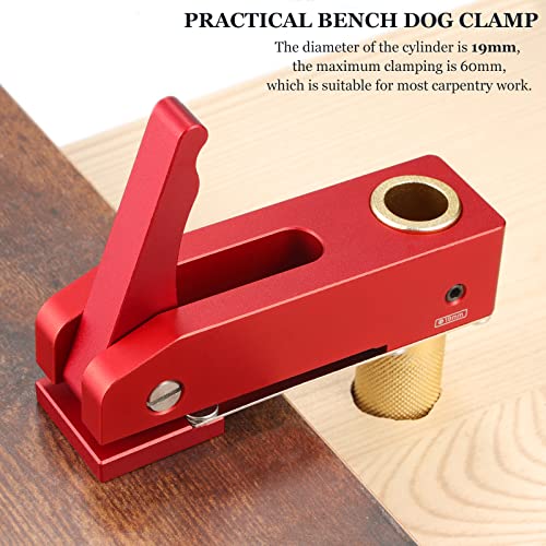 2 Pack Woodworking Fast Hold Down Bench Dog Clamp, Adjustable Woodworking Desktop Quick Acting Hold Down Clamp Fixed Clip For 19/20Mm Dog Hole (19Mm) #TOP5