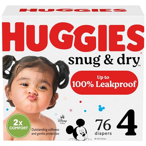 Image of Huggies Size 4 Diapers, Snug & Dry Baby Diapers, Size 4 (22-37 lbs), 76 Count, Packaging May Vary