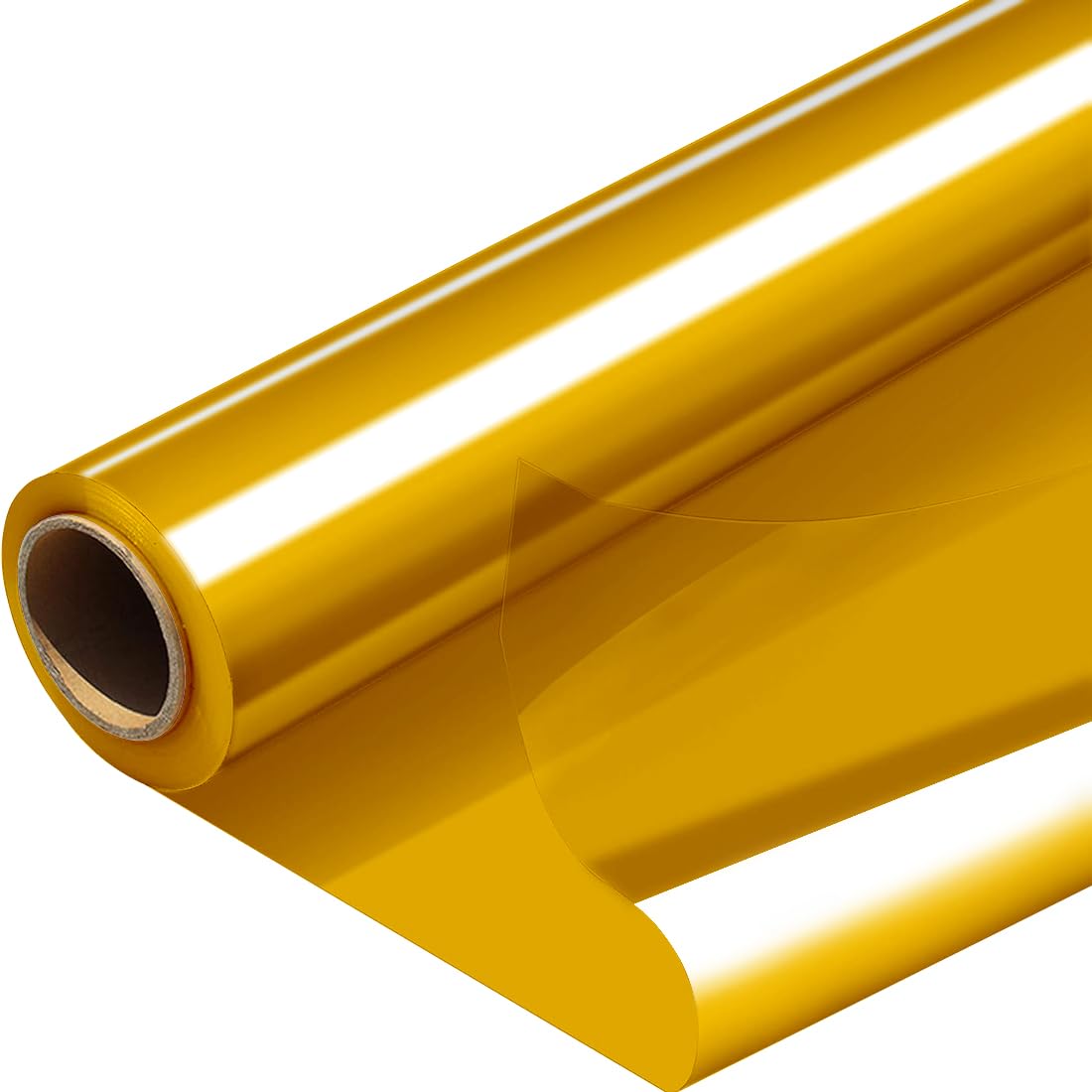 PerkHomy Clear Cellophane Wrap Roll 16" 3 Mil Thick Cellophane For Gift Basket Treats Goodie Wrapping Craft Flower Bouquet Plastic (Gold, 100ft (16in Width)) — image 1