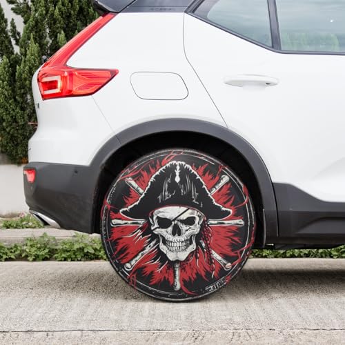 Image of Spare Tire Cover for RV Trailer, Pirate Skull Tire Covers Universal Fit for Travel Trailer Camper Jeep RV SUV Truck Waterproof Wheel Cover (17 inch for Diameter 31 inch - 33 inch)