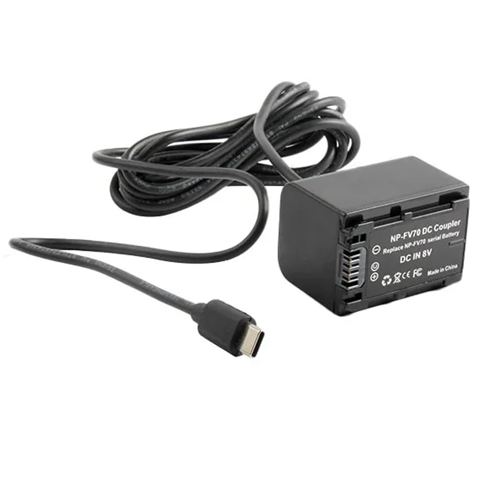 Acoplador de CC tipo C a NP-FV70 para cámara Sony NP FV50 FV30 HDR-CX230 HDR-CX150E HDR-CX170 CX300 Z1