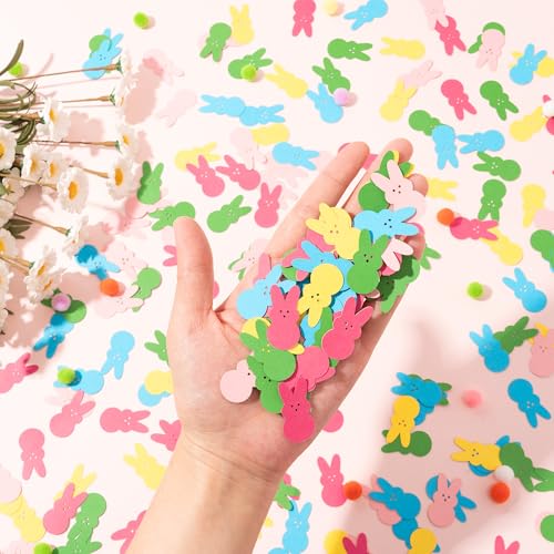 Image of BeYumi Colorful Bunny Table Confetti - 300Pcs Back to School Colorful Bunny Peeps Table Confetti Decorations Cute Rabbit Scatter Paper Decor for Birthday Baby Shower Candy Bag Gift Party Supplies