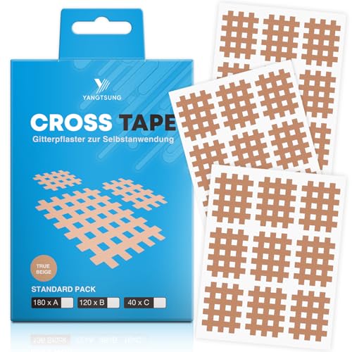YANGTSUNG Cross Tape Gitterpflaster 180 Stück Wasserfest Akupunkturpflaster Gitterpflaster Starkem Halt Akupressur Pflaster Gittertape Schmerzpunkte Vielseitig Einsetzbar