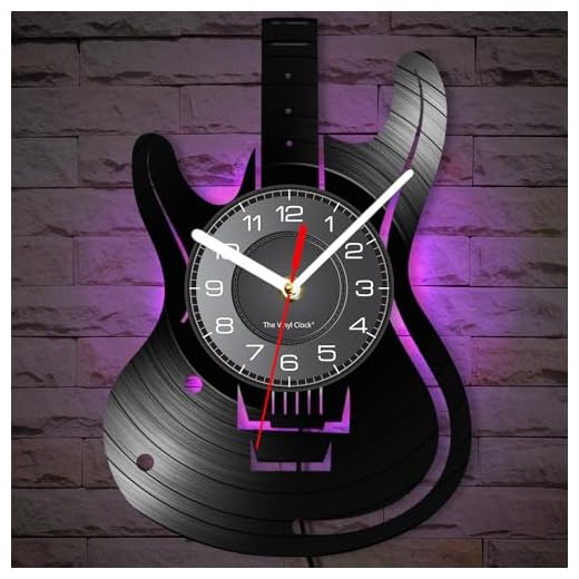 12 Inch Guitar LED Wall Clock with 7 Luminous Modes, Musical Instruments Clock Watch Silent Non Ticking Guitar Shaped Wall Clock for Music Room Rock N Roll Decor Music Lovers Guitarist Gifts