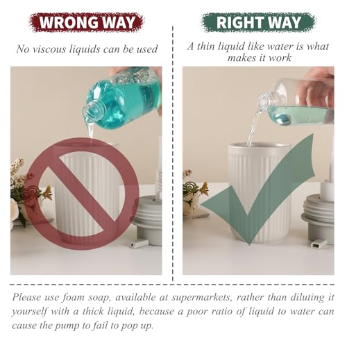 Image of BosilunLife Foaming Soap Dispenser Set - Grey Ceramic Foam Hand Soap Dispenser 12oz with Rust Proof Pump, Easy Pressing, Refillable for Kitchen, Bathroom - 2 Pack