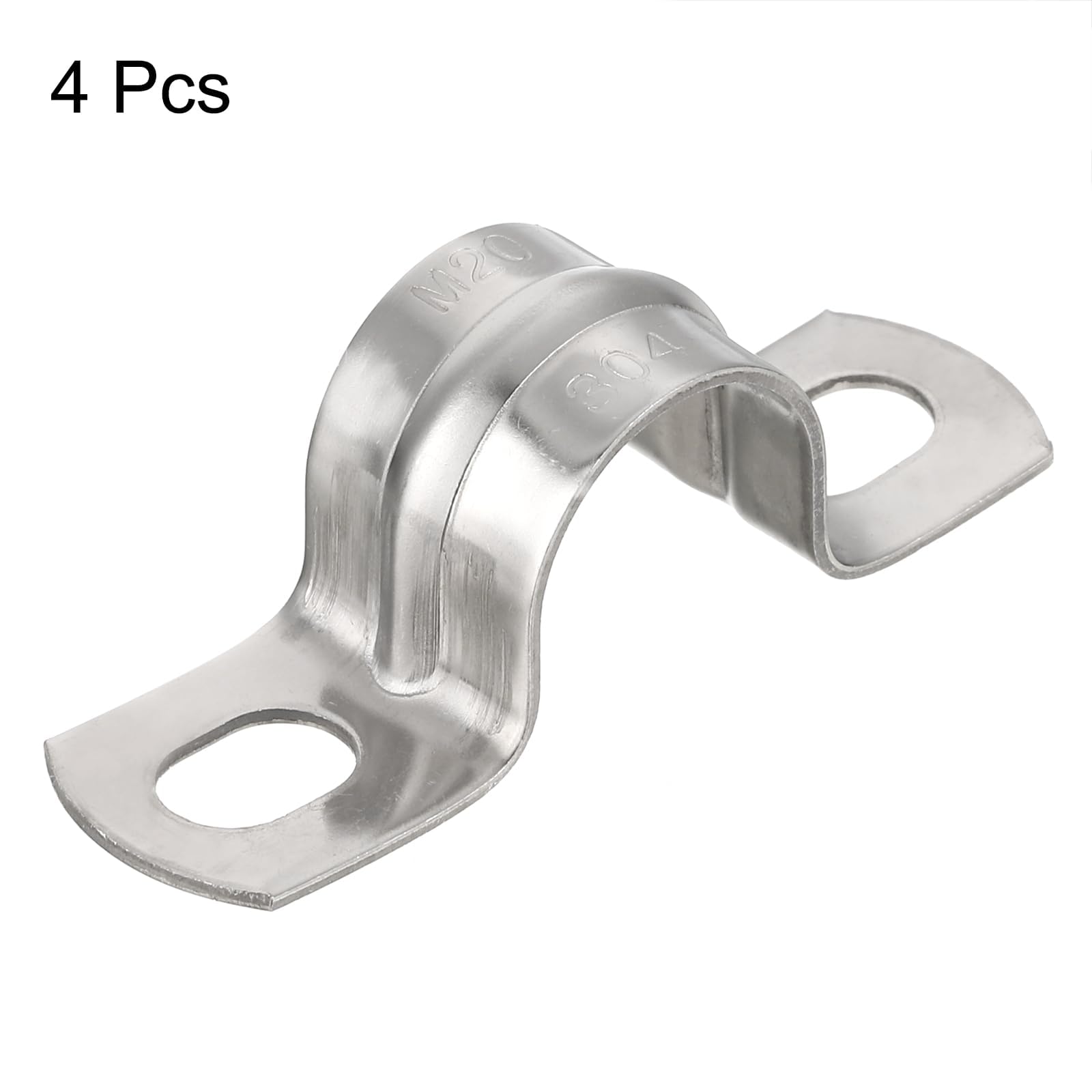 TA-VIGOR 4Pcs Rigid Pipe Straps, 20mm 2 Holes Stainless Steel Tension Tube Clip Clamp - Image 3
