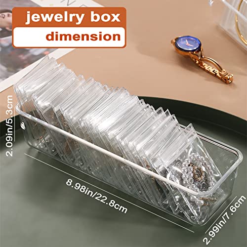 Jewelry Organizers for Women, Clear Acrylic Drawer Organizer Box with 30 Middle Bags for Necklace, Ring, Screw Individually Packaged, Easy to Carry