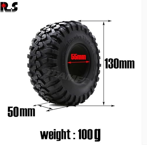 Miniatura 2 de R.S 2 unids 2.2 pulgadas neumáticos de goma 130MM RC Crawler Neumáticos RC Juego de neumáticos de goma con insertos de espuma para 110 TRX trx4