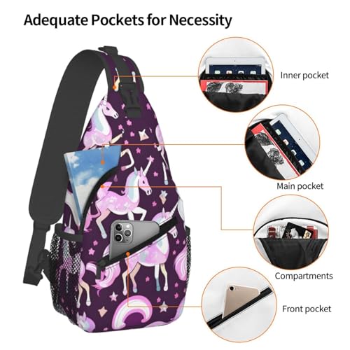 Mochila cruzada ligera con estampado unicornio negra miniatura 4