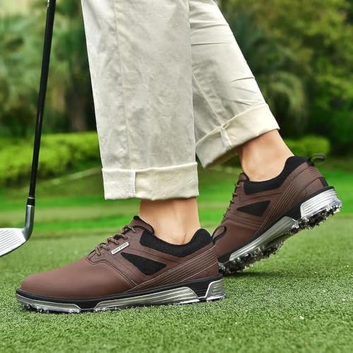 Image of ULTIANT Men's Golf Shoes Fixed Nailless Sole Waterproof Lightweight No-Slip Walking Shoes Size7.5-14