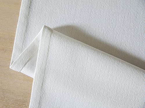 Image of ZeeMart Burlap Style Farmhouse Table Runners 90 Inches Long, White Rustic Woven Dining Table Runner for Everyday Use, 14x90 Inches, White