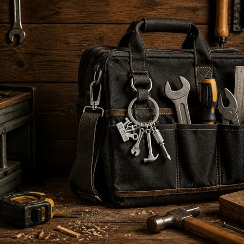 Image of PHAETON 20PCS Tools Keychains Toolbox Pendant Keychain with Screwdriver Wrench Hammer Pendant for Dad, Father's Day Birthday Gifts
